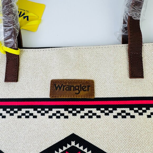 Wrangler Montana West Large Canvas Tote Zip-Top Shoulder Bag Southwest Pattern - Picture 3 of 8